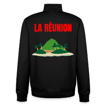 T-shirt île La Réunion tropicale - Sweat zippé unisexe en coton bio Stanley/Stella - noir - Dos - AI Model Male 185 light (185cm)