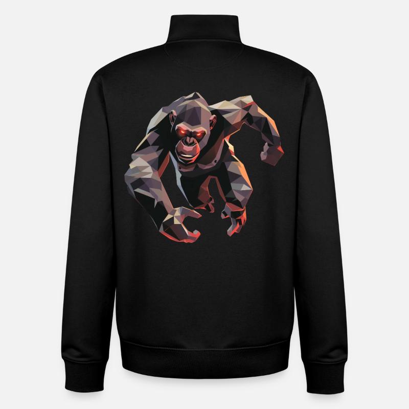 Gorilla in low poly style - Unisex Organic Zip Sweatshirt by Stanley/Stella - black