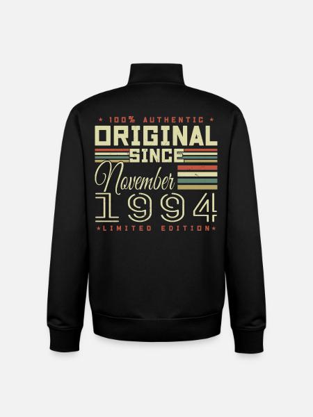 November 1994 Birthday Gift - Unisex Organic Zip Sweatshirt by Stanley/Stella - black