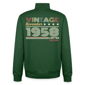 Vintage November 1958 RetroNovember 1958 - Unisex Organic Zip Sweatshirt by Stanley/Stella - bottle green - Back - AI Model Male 185 dark (185cm)