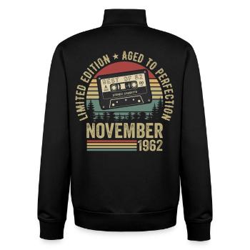 November 1962 - Unisex Organic Zip Sweatshirt by Stanley/Stella - black - Back - AI Model Male 185 light (185cm)