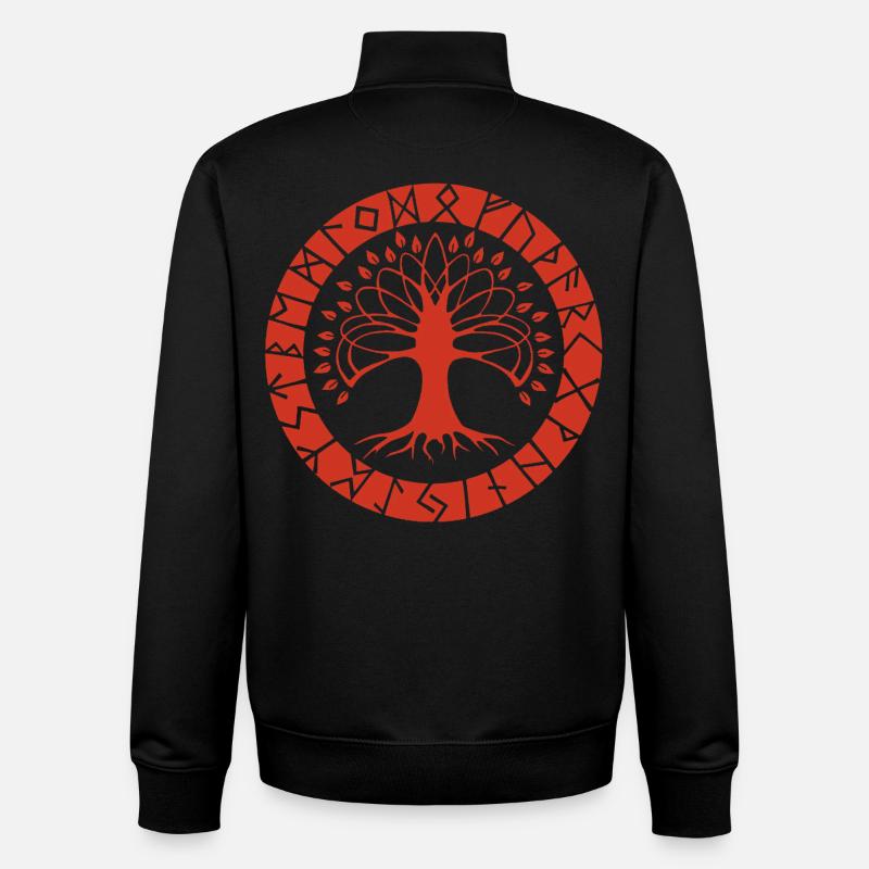 Red Runic Tree - Unisex Organic Zip Sweatshirt by Stanley/Stella - black