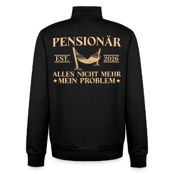Pension 2026 Work colleague Prospective pensioner - Unisex Organic Zip Sweatshirt by Stanley/Stella - black - Back - AI Model Male 185 light (185cm)