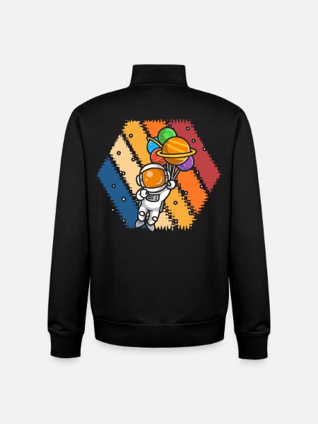 Astronaut Balloon Galaxy Splash - Unisex Organic Zip Sweatshirt by Stanley/Stella - black