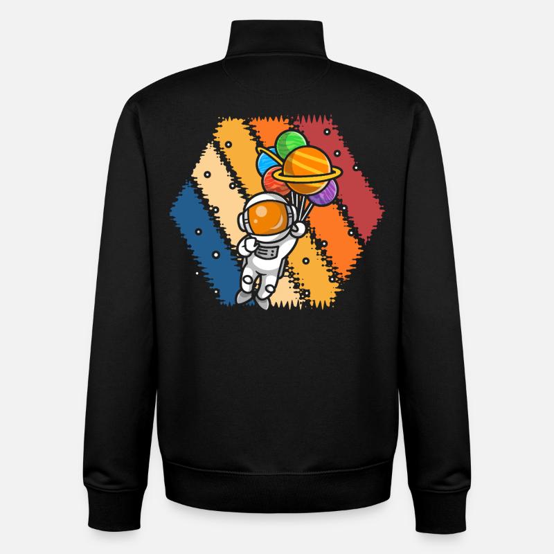 Ballon astronaute Galaxy Splash - Sweat zippé unisexe en coton bio Stanley/Stella - noir