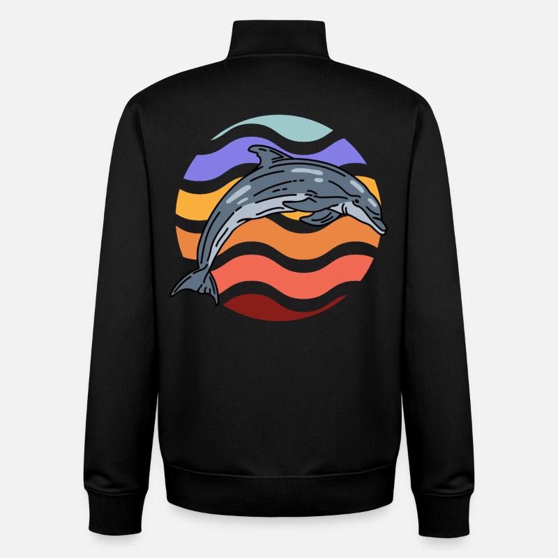 Delfin im Wellenmuster - Unisex Organic Zip Sweatshirt von Stanley/Stella - Schwarz