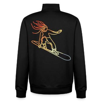 Retro Snowboarding Girl - Unisex Organic Zip Sweatshirt von Stanley/Stella - Schwarz - Hinten - AI Model Male 185 light (185cm)