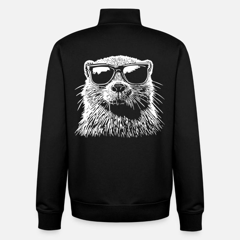 Lunettes de soleil Cool Beaver - Sweat zippé unisexe en coton bio Stanley/Stella - noir