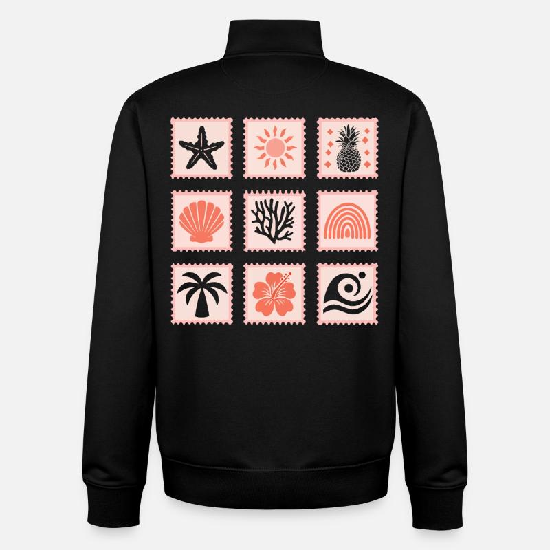 Natur Briefmarken Collage - Unisex Organic Zip Sweatshirt von Stanley/Stella - Schwarz
