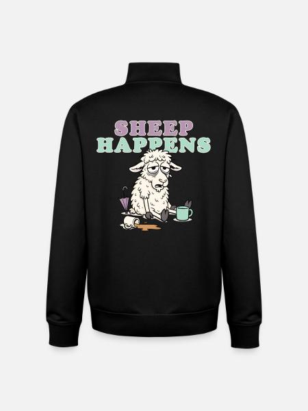 Sheep Happens Pastel Laugh - Unisex Organic Zip Sweatshirt by Stanley/Stella - black