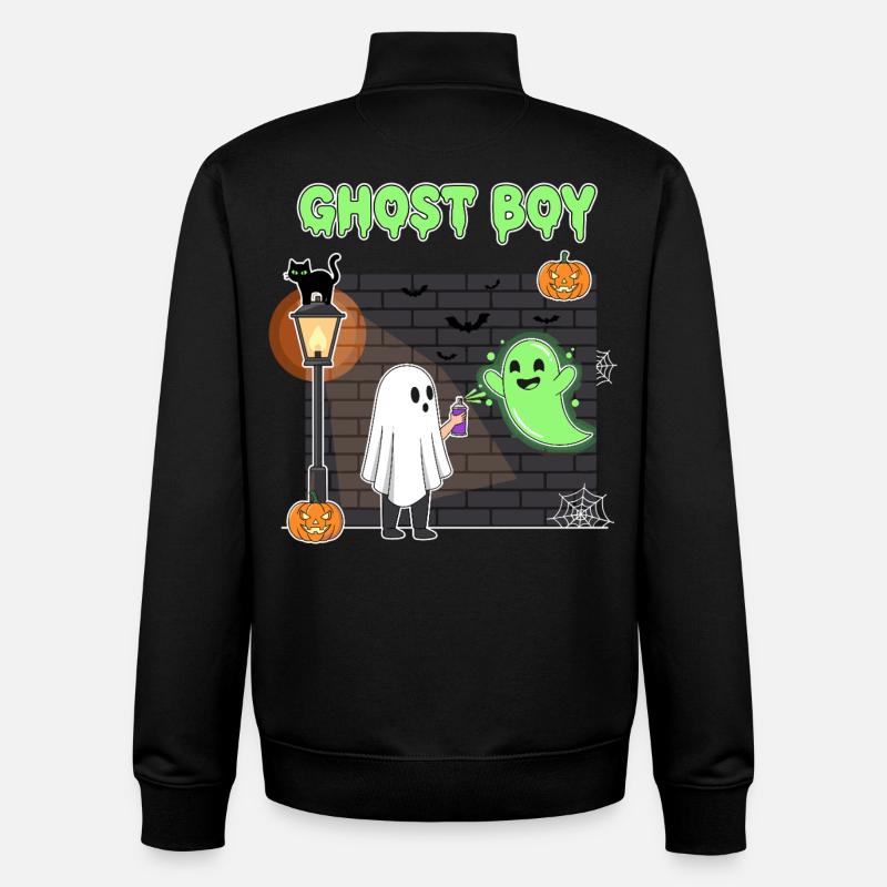 Ghost Boy Halloween - Unisex Organic Zip Sweatshirt by Stanley/Stella - black