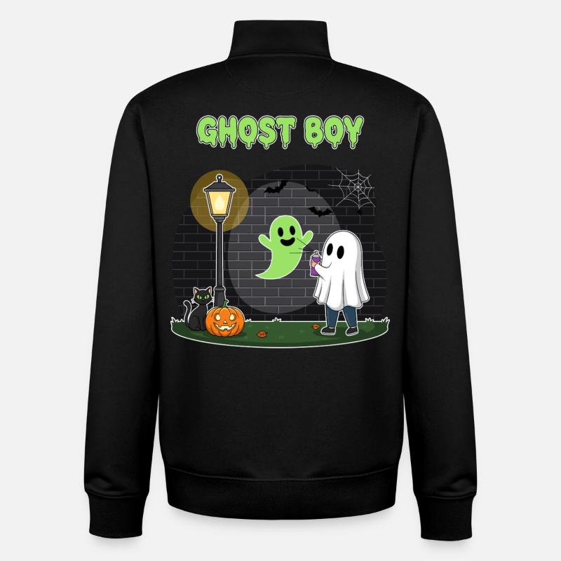 Geisterjunge Halloween Szene - Unisex Organic Zip Sweatshirt von Stanley/Stella - Schwarz