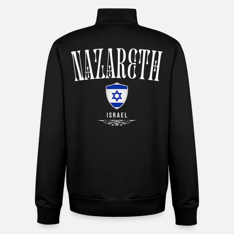Nazareth Israël, Nazareth souvenir - Sweat zippé unisexe en coton bio Stanley/Stella - noir