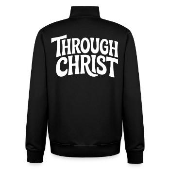 Trough Christ Jesus Christen Glaube - Unisex Organic Zip Sweatshirt von Stanley/Stella - Schwarz - Hinten - AI Model Male 185 light (185cm)