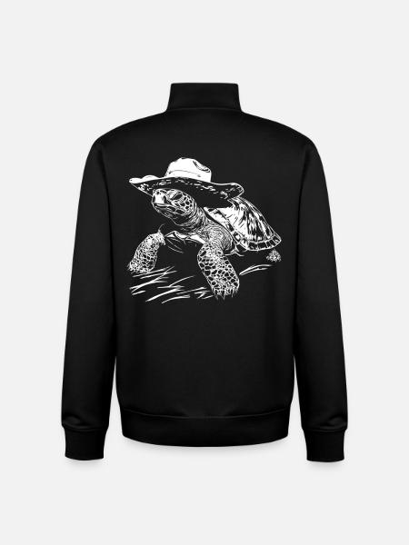 Turtle Cowboy Hat Western - Unisex Organic Zip Sweatshirt by Stanley/Stella - black