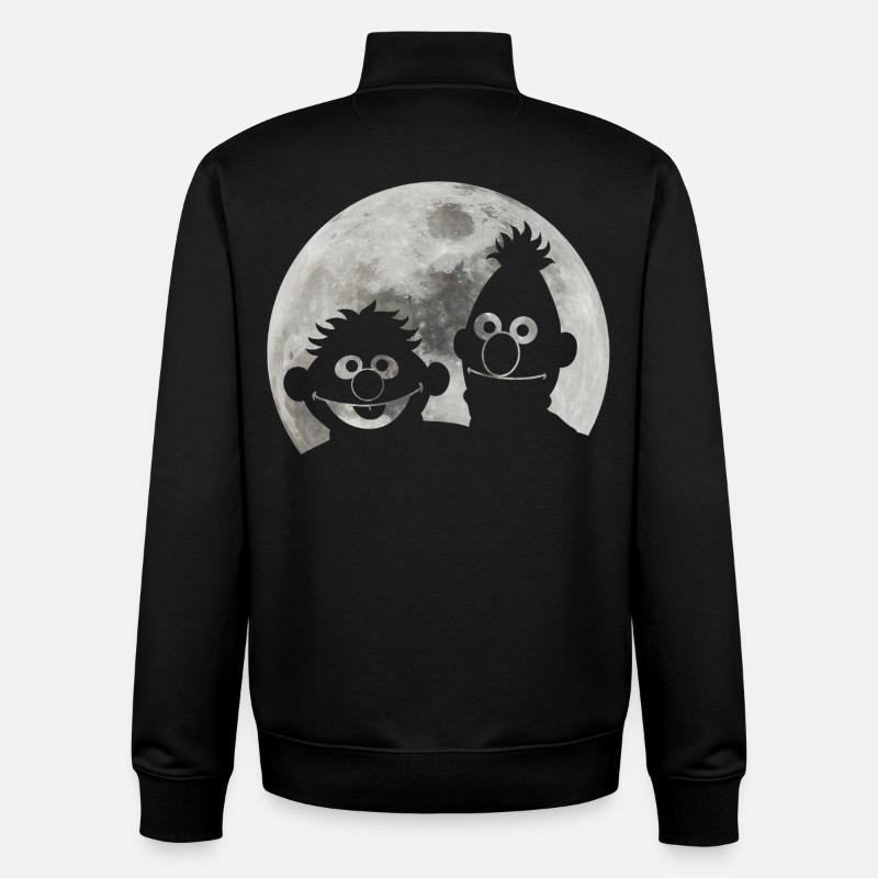 Sesamstraße Ernie & Bert Bei Mondschein - Unisex Organic Zip Sweatshirt von Stanley/Stella - Schwarz