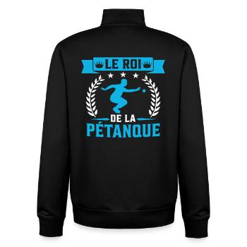 Der König des Pétanque-Bowlings - Unisex Organic Zip Sweatshirt von Stanley/Stella - Schwarz - Hinten - AI Model Male 185 light (185cm)