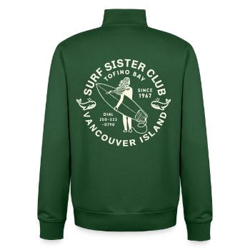 Sister Club Surf Vancouver Island - Unisex Organic Zip Sweatshirt by Stanley/Stella - bottle green - Back - AI Model Male 185 dark (185cm)