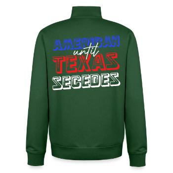 Américain jusqu’à la sécession du Texas - Sweat zippé unisexe en coton bio Stanley/Stella - vert bouteille - Dos - AI Model Male 185 dark (185cm)