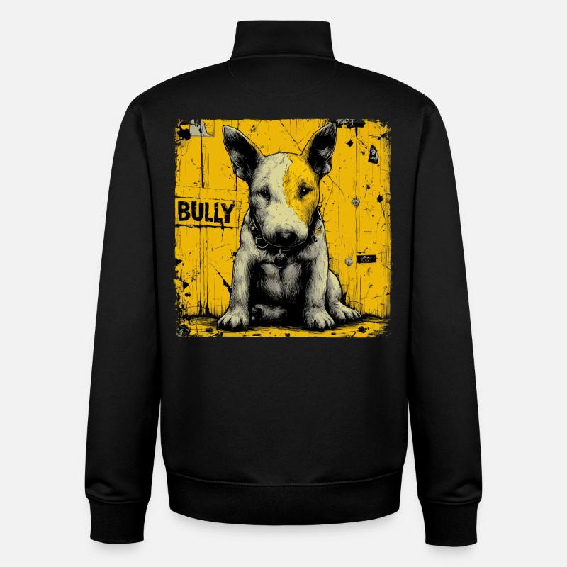 Chiot Bull Terrier - Sweat zippé unisexe en coton bio Stanley/Stella - noir