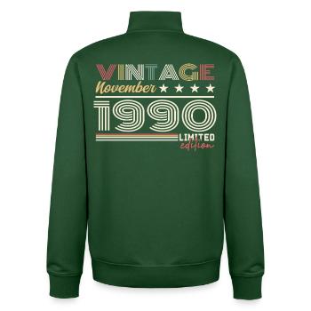 Novembre 1990 - Sweat zippé unisexe en coton bio Stanley/Stella - vert bouteille - Dos - AI Model Male 185 dark (185cm)