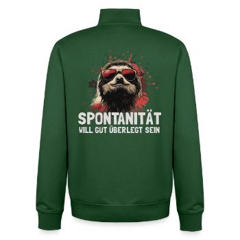 Chilliges Faultier mit Sonnenbrille - Unisex Organic Zip Sweatshirt von Stanley/Stella - Flaschengrün - Hinten - AI Model Male 185 dark (185cm)