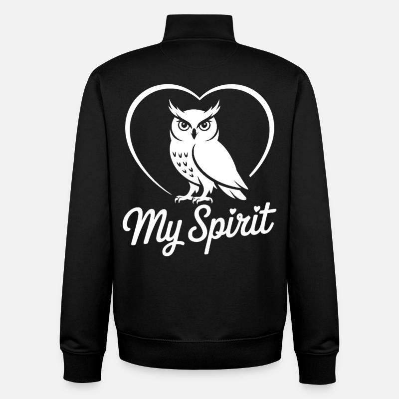 Hibou avec coeur - Sweat zippé unisexe en coton bio Stanley/Stella - noir