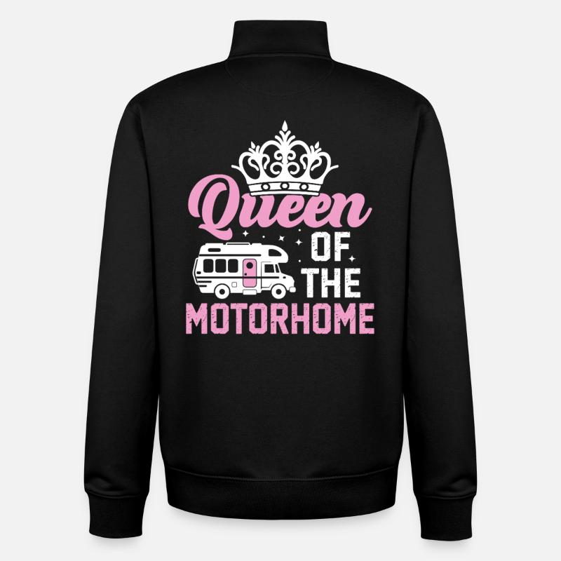 Reine du camping-car - Sweat zippé unisexe en coton bio Stanley/Stella - noir