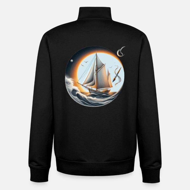 Sailing Circle at Sunset - Unisex Organic Zip Sweatshirt by Stanley/Stella - black
