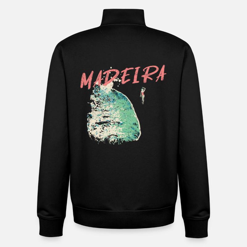 Schwarzer Strand Badegast Madeira Illustration - Unisex Organic Zip Sweatshirt von Stanley/Stella - Schwarz