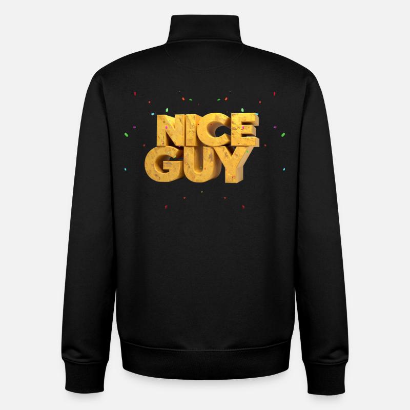 Nice Guy – Monumental Sandstone Letters & Conf - Unisex Organic Zip Sweatshirt by Stanley/Stella - black