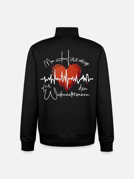 Heartbeat for Christmas Santa Claus - Unisex Organic Zip Sweatshirt by Stanley/Stella - black