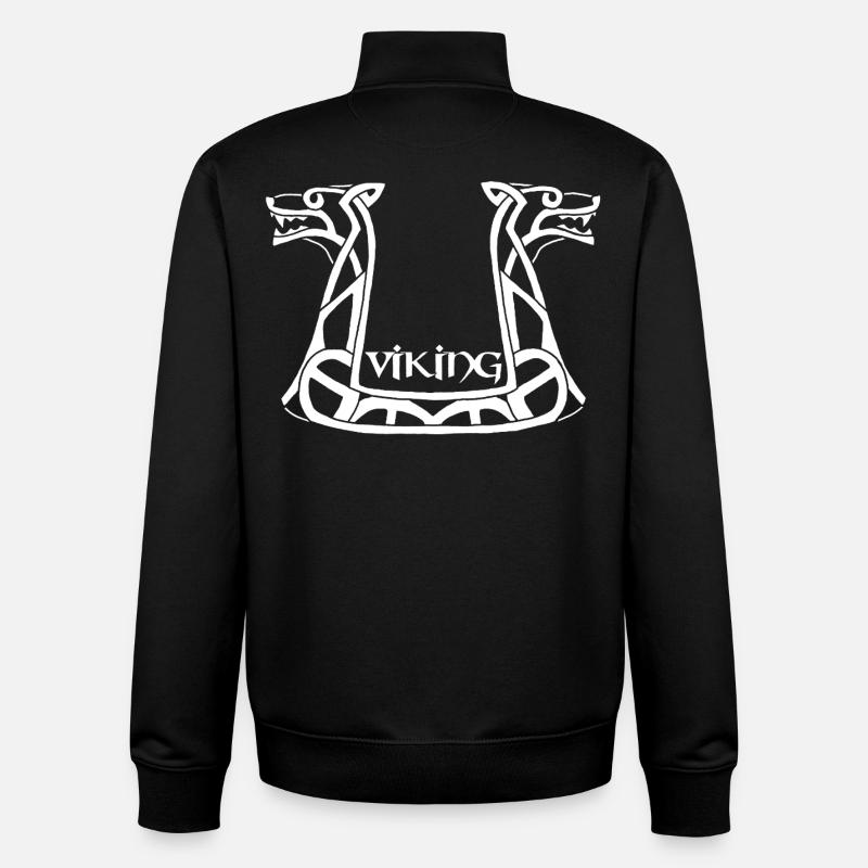 Weißer Wikinger-Drache - Unisex Organic Zip Sweatshirt von Stanley/Stella - Schwarz