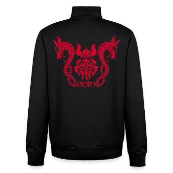 Norse god Odin and red dragons - Unisex Organic Zip Sweatshirt by Stanley/Stella - black - Back - AI Model Male 185 light (185cm)