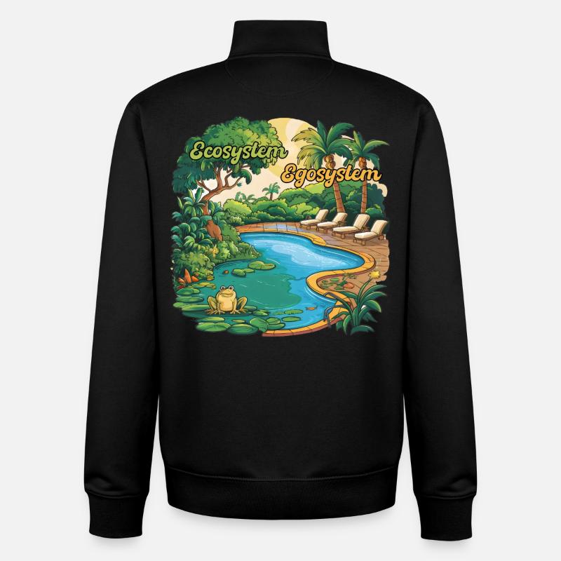 Ecosystem vs Egosystem Design Humour Environnement - Sweat zippé unisexe en coton bio Stanley/Stella - noir