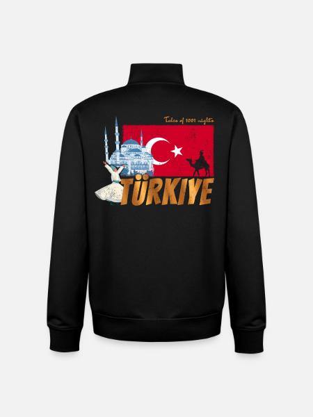 Türkiye Istanbul Vintage Flaga Turcja Sovenir - Bluza unisex rozpinana z bawełny organicznej Stanley/Stella - czarny