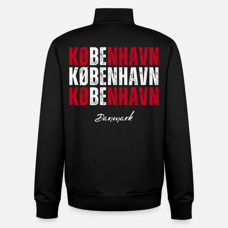 J’adore Copenhague, Copenhague Danemark - Sweat zippé unisexe en coton bio Stanley/Stella - noir