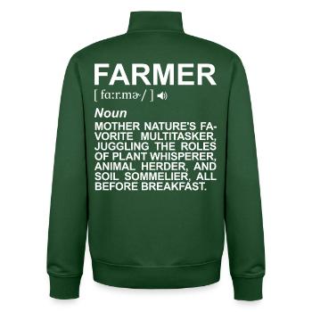 Bauer Begriffserklärung - Unisex Organic Zip Sweatshirt von Stanley/Stella - Flaschengrün - Hinten - AI Model Male 185 dark (185cm)