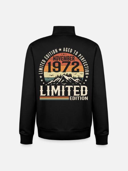 November 1972 Unique Retro Birthday - Unisex Organic Zip Sweatshirt by Stanley/Stella - black