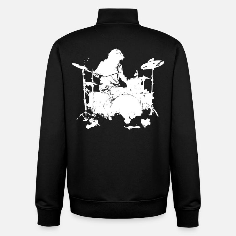 Schlagzeuger Skizze - Unisex Organic Zip Sweatshirt von Stanley/Stella - Schwarz