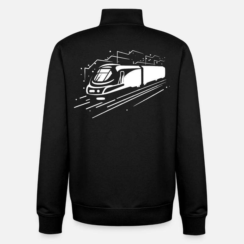Train de dessin animé - Sweat zippé unisexe en coton bio Stanley/Stella - noir