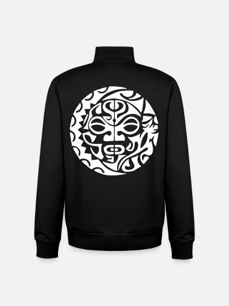 Polynesian skull (white) - Unisex Organic Zip Sweatshirt by Stanley/Stella - black