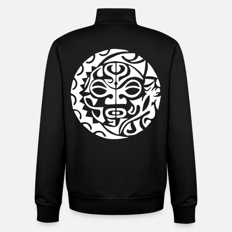 Polynesian skull (white) - Unisex Organic Zip Sweatshirt by Stanley/Stella - black