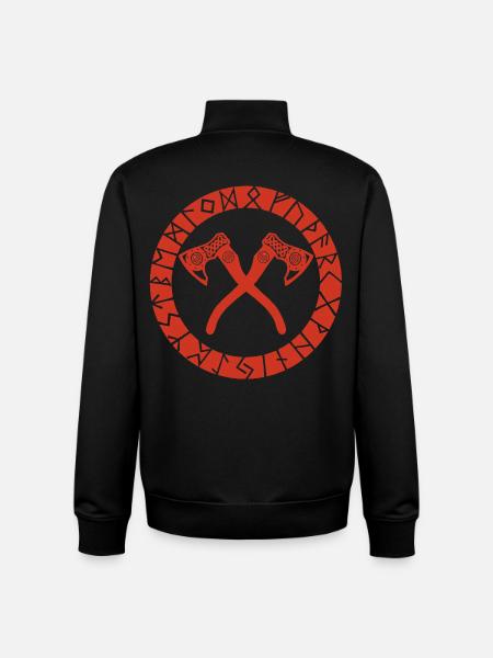 Nordic Cross Axes (Red) - Unisex Organic Zip Sweatshirt by Stanley/Stella - black