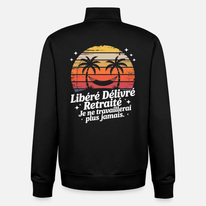 Parodie Soleil Palm Retraité - Sweat zippé unisexe en coton bio Stanley/Stella - noir