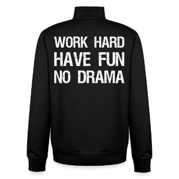 work hard have fun no drama - Unisex Organic Zip Sweatshirt von Stanley/Stella - Schwarz - Hinten - AI Model Male 185 light (185cm)