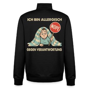 Allergisch gegen Verantwortung - Unisex Organic Zip Sweatshirt von Stanley/Stella - Schwarz - Hinten - AI Model Male 185 light (185cm)