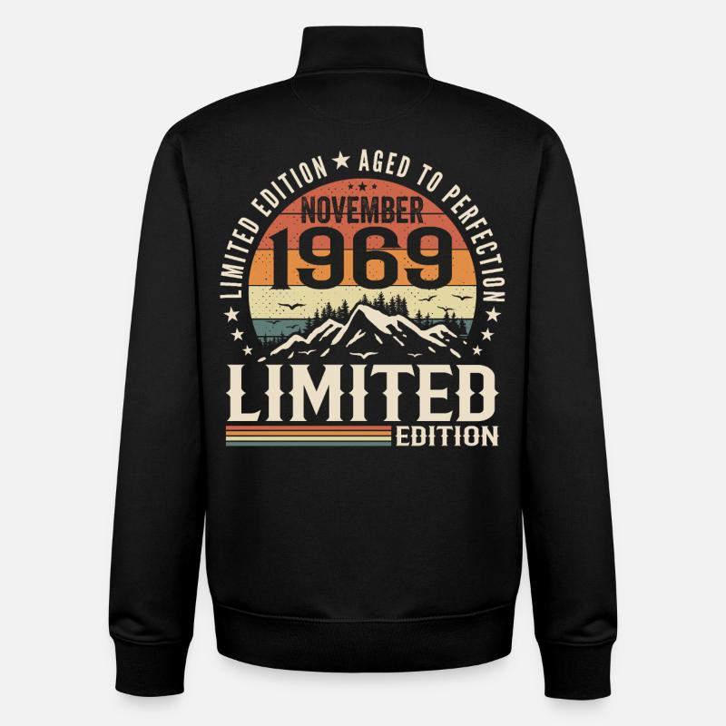 Novembre 1969 Anniversaire Rétro Unique - Sweat zippé unisexe en coton bio Stanley/Stella - noir