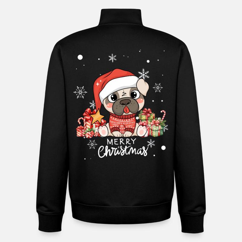 Chien Noël - Sweat zippé unisexe en coton bio Stanley/Stella - noir