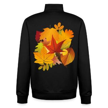 Feuilles d’automne - Sweat zippé unisexe en coton bio Stanley/Stella - noir - Dos - AI Model Male 185 light (185cm)